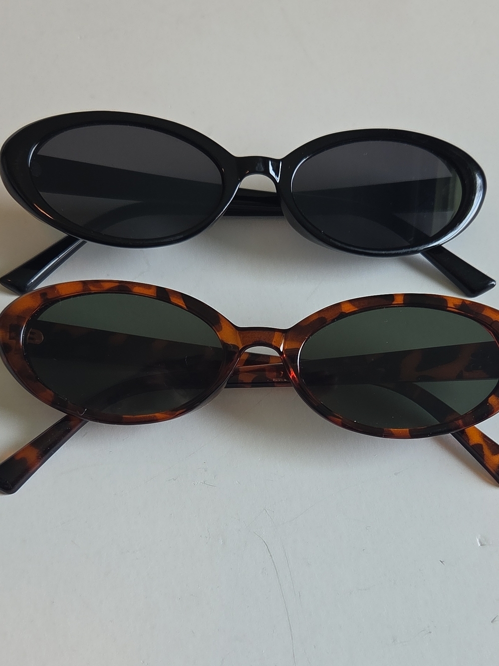 Set Of Two Classic Oval Sunglasses - Black & Tortoiseshell 90s Style